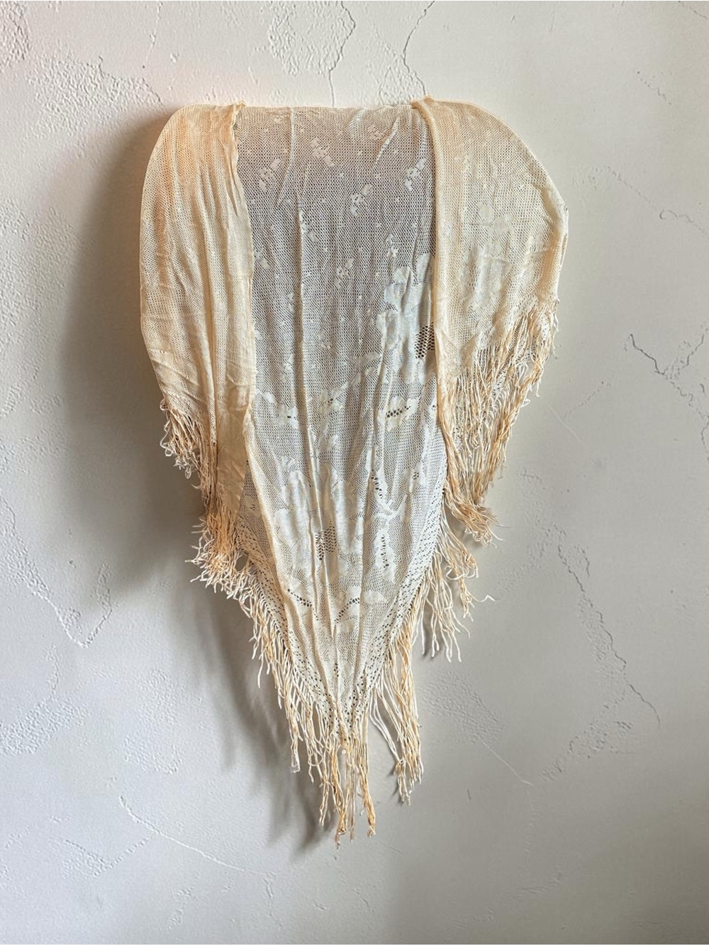 Cream Fringe Lace Wrap Shawl for Women